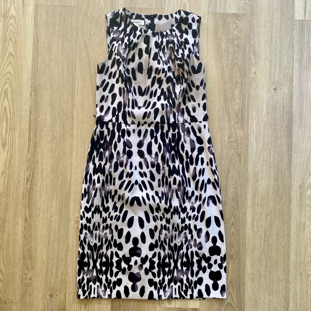 Dressbarn Black & White Animal Print Sheath Dress - Business Professional